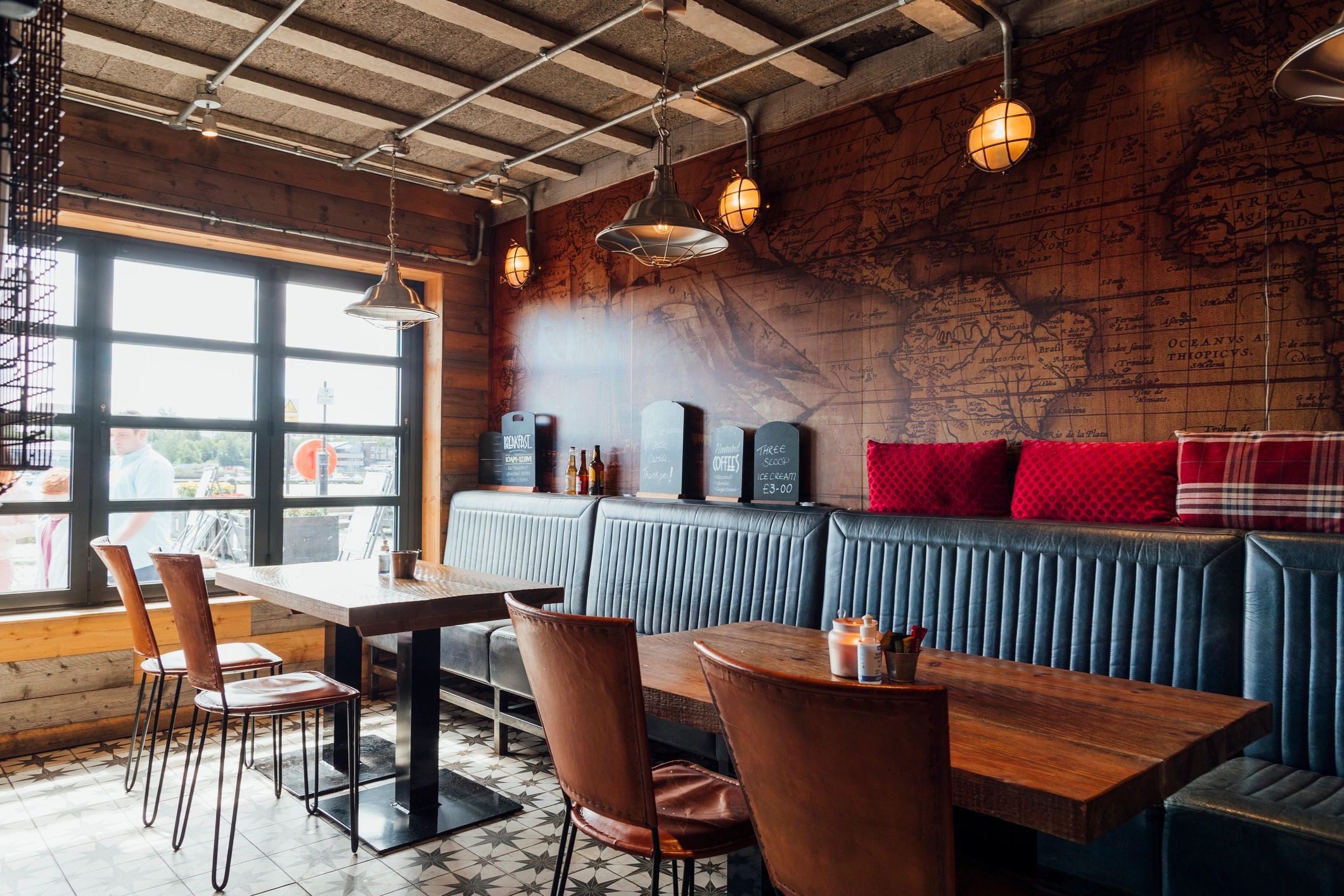 Restaurant interior prepared for service